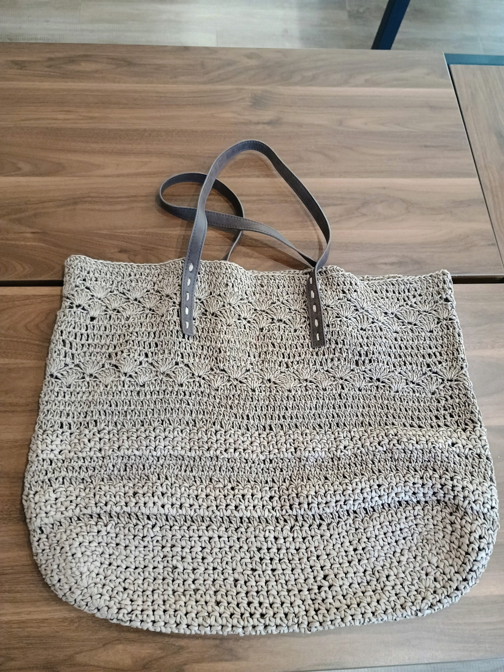 Merona Brown Crochet Tote with Brown Handles